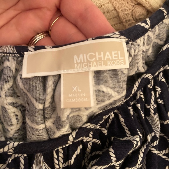 Michael Kors Womens Sz XL dark navy blue Nautical Blouse - Picture 4 of 13